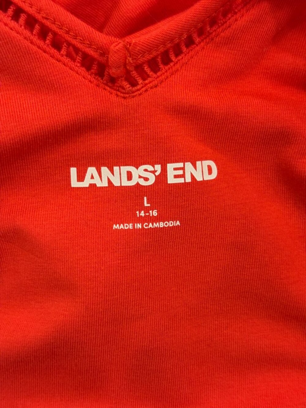 Lands' End Red Smocked Waist Tiered Maxi Dress Large Like New - Picture 5 of 6